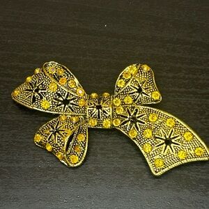 Gold and Yellow Bow Brooch